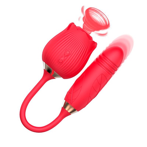 Estimulador de Clitóris Formato Rosa com Bullet Vai e Vem